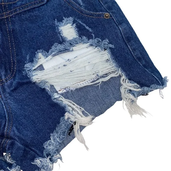 NUDE High Waist Distressed Cheeky Shorts, Size Small - Picture 7 of 11